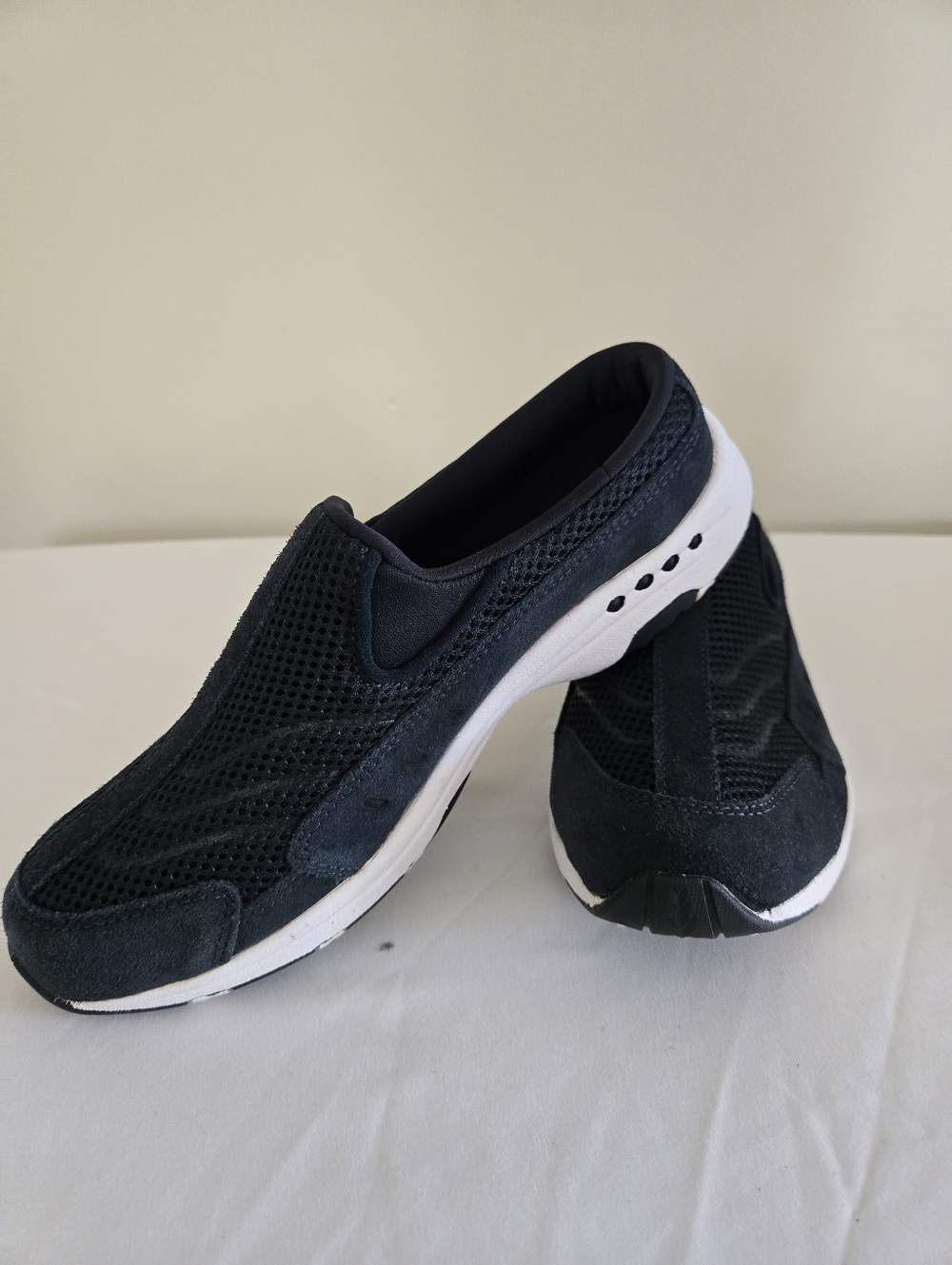 Spirit-Womens Slip-On Athletic Sneakers in Dark Blue Wide Width